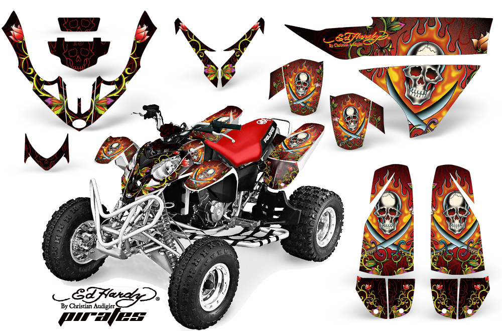 Polaris Predator 500 Graphics Kit EdHardy Pirates RED